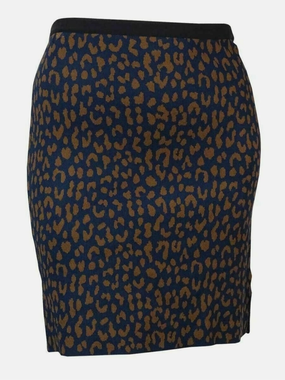 RACHEL Rachel Roy Navy & Brown Leopard-Print Pencil Skirt